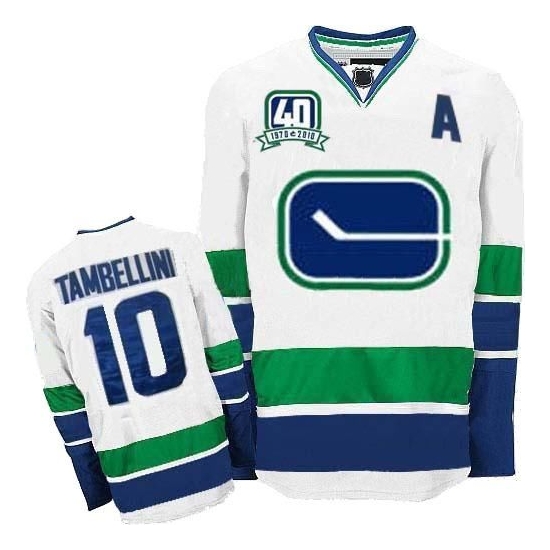 Reebok EDGE Jeff Tambellini Vancouver Canucks Authentic Third with 40TH Patch Jersey - White