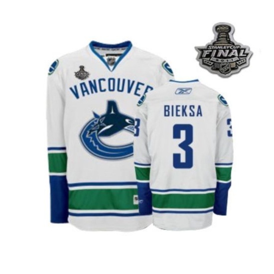 Reebok EDGE Kevin Bieksa Vancouver Canucks Authentic With 2011 Stanley Cup Finals Jersey - White