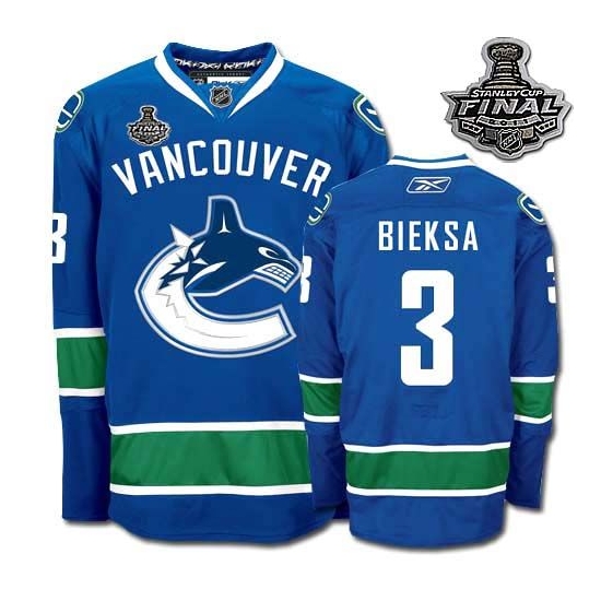 Reebok Kevin Bieksa Vancouver Canucks Premier With 2011 Stanley Cup Finals Jersey - Blue