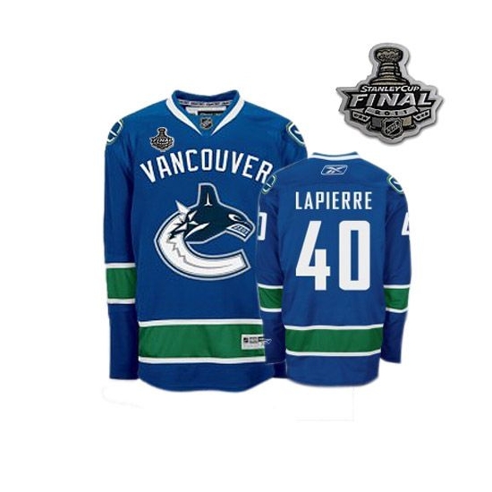 Reebok Maxim Lapierre Vancouver Canucks Premier With 2011 Stanley Cup Finals Jersey - Blue