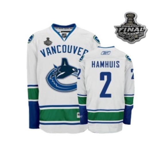 Reebok EDGE Dan Hamhuis Vancouver Canucks Authentic With 2011 Stanley Cup Finals Jersey - White