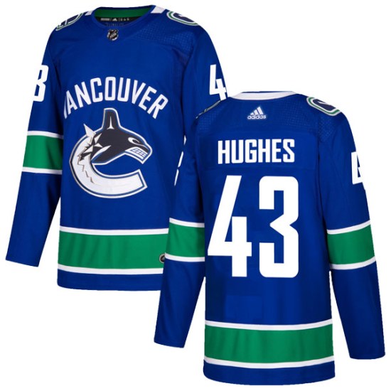 Adidas Quinn Hughes Vancouver Canucks Authentic Home Jersey - Blue