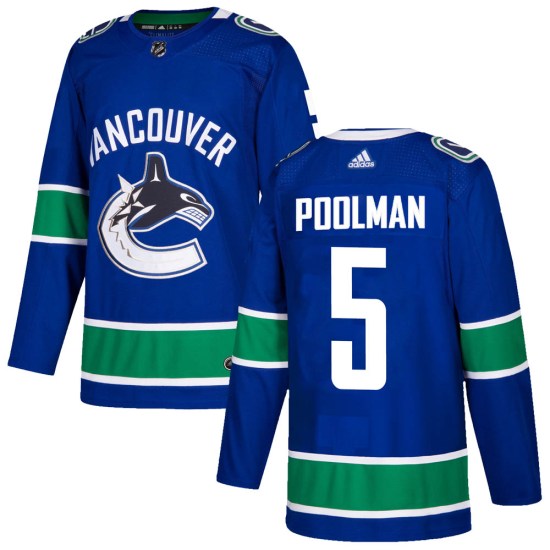 Adidas Tucker Poolman Vancouver Canucks Authentic Home Jersey - Blue