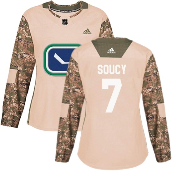 Adidas Carson Soucy Vancouver Canucks Women's Authentic Veterans Day Practice Jersey - Camo
