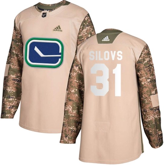 Adidas Arturs Silovs Vancouver Canucks Authentic Veterans Day Practice Jersey - Camo
