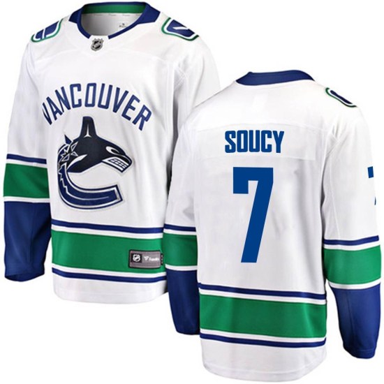 Fanatics Branded Carson Soucy Vancouver Canucks Youth Breakaway Away Jersey - White