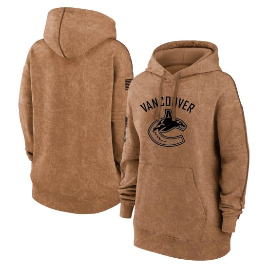 Vancouver Canucks Women's 2023 Salute to Service Pullover Hoodie - Brown