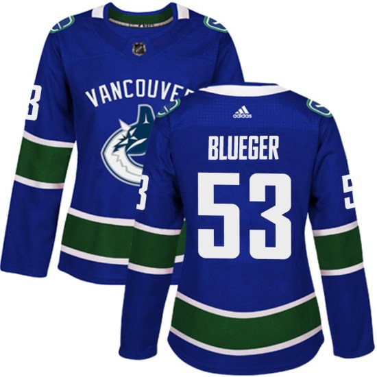 Adidas Teddy Blueger Vancouver Canucks Women's Authentic Home Jersey - Blue