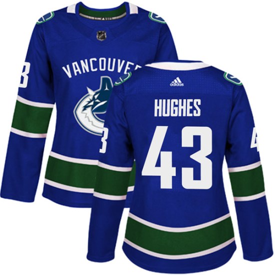 Adidas Quinn Hughes Vancouver Canucks Women's Authentic Home Jersey - Blue