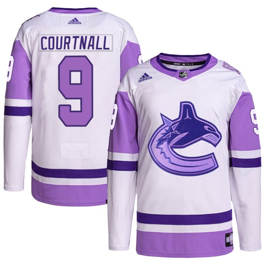 Adidas Russ Courtnall Vancouver Canucks Youth Authentic Hockey Fights Cancer Primegreen Jersey - White/Purple