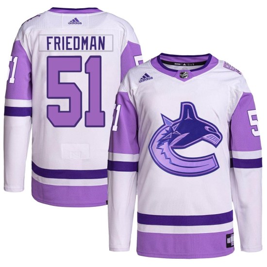 Adidas Mark Friedman Vancouver Canucks Youth Authentic Hockey Fights Cancer Primegreen Jersey - White/Purple
