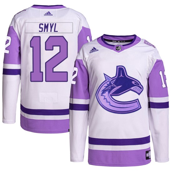 Adidas Stan Smyl Vancouver Canucks Youth Authentic Hockey Fights Cancer Primegreen Jersey - White/Purple