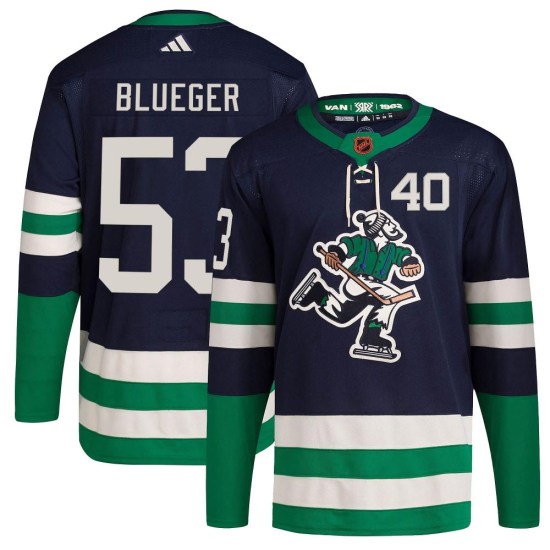 Adidas Teddy Blueger Vancouver Canucks Youth Authentic Navy Reverse Retro 2.0 Jersey - Blue