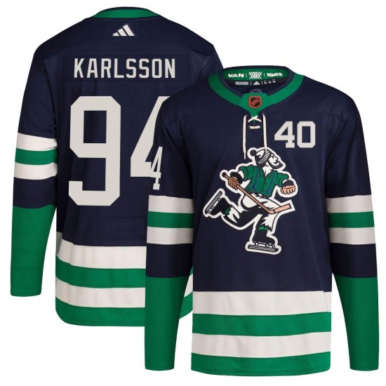 Adidas Linus Karlsson Vancouver Canucks Youth Authentic Reverse Retro 2.0 Jersey - Navy