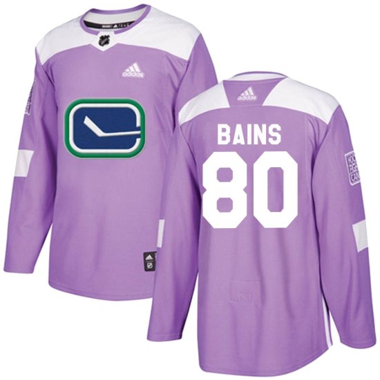 Adidas Arshdeep Bains Vancouver Canucks Youth Authentic Fights Cancer Practice Jersey - Purple