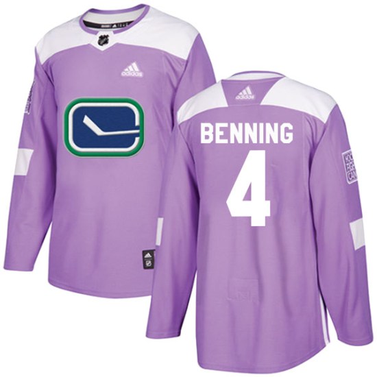 Adidas Jim Benning Vancouver Canucks Youth Authentic Fights Cancer Practice Jersey - Purple