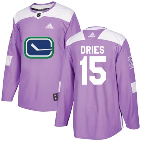 Adidas Sheldon Dries Vancouver Canucks Youth Authentic Fights Cancer Practice Jersey - Purple