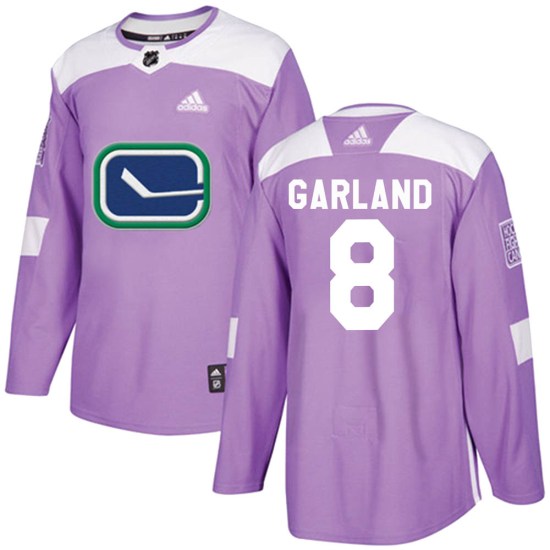 Adidas Conor Garland Vancouver Canucks Youth Authentic Fights Cancer Practice Jersey - Purple