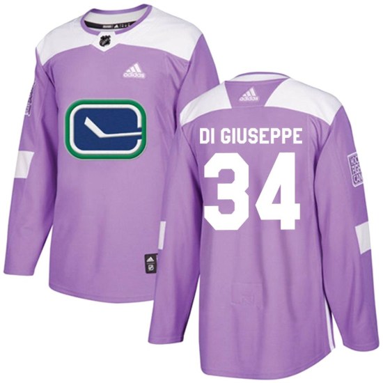 Adidas Phillip Di Giuseppe Vancouver Canucks Youth Authentic Fights Cancer Practice Jersey - Purple