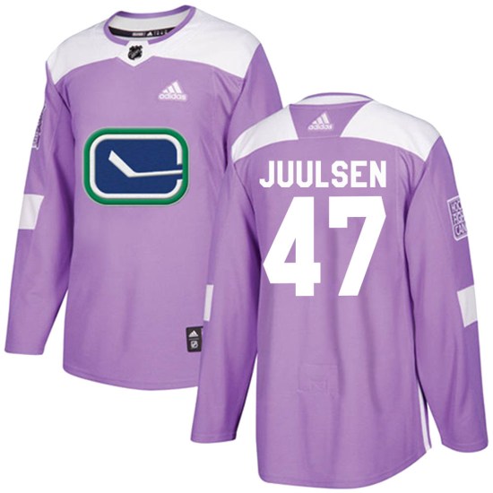 Adidas Noah Juulsen Vancouver Canucks Youth Authentic Fights Cancer Practice Jersey - Purple