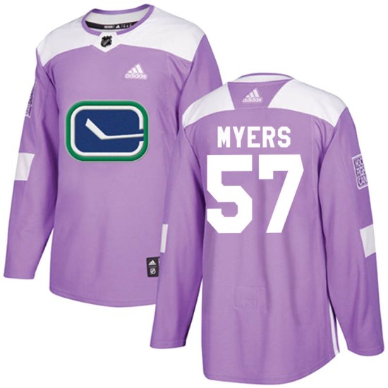 Adidas Tyler Myers Vancouver Canucks Youth Authentic Fights Cancer Practice Jersey - Purple