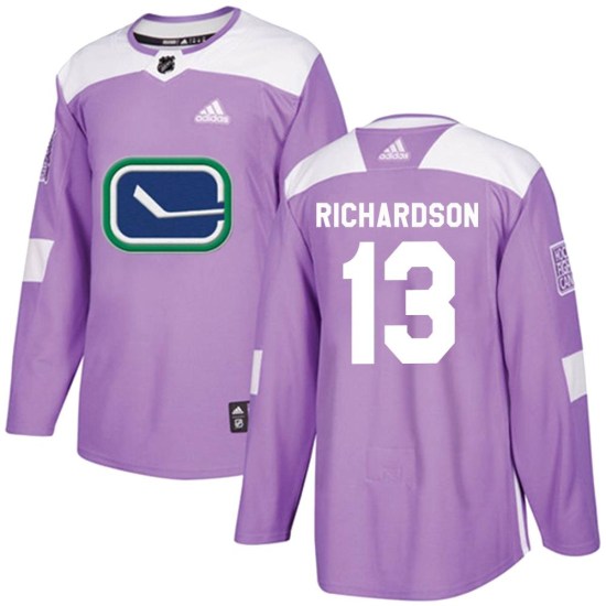Adidas Brad Richardson Vancouver Canucks Youth Authentic Fights Cancer Practice Jersey - Purple