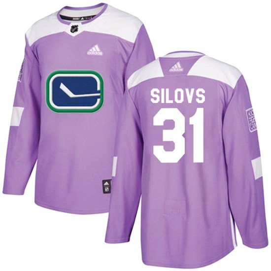 Adidas Arturs Silovs Vancouver Canucks Youth Authentic Fights Cancer Practice Jersey - Purple