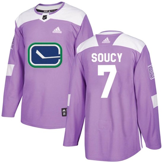 Adidas Carson Soucy Vancouver Canucks Youth Authentic Fights Cancer Practice Jersey - Purple