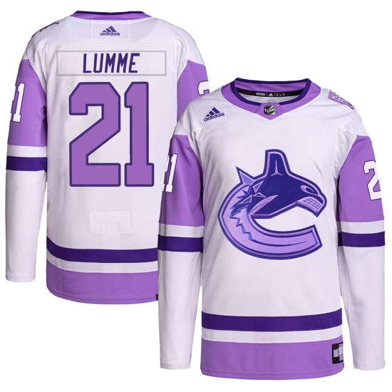 Adidas Jyrki Lumme Vancouver Canucks Authentic Hockey Fights Cancer Primegreen Jersey - White/Purple