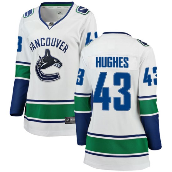 Fanatics Branded Quinn Hughes Vancouver Canucks Women's Breakaway Away Jersey - White