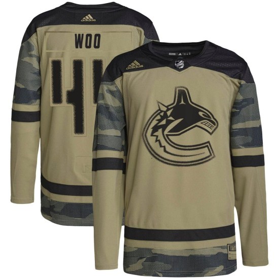 Adidas Jett Woo Vancouver Canucks Youth Authentic Military Appreciation Practice Jersey - Camo