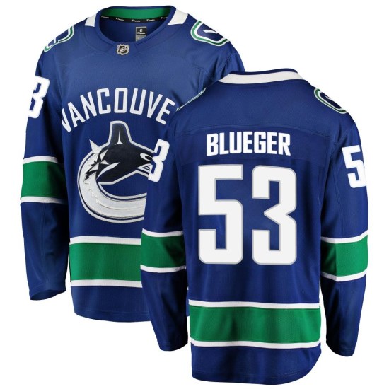 Fanatics Branded Teddy Blueger Vancouver Canucks Breakaway Home Jersey - Blue