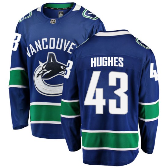 Fanatics Branded Quinn Hughes Vancouver Canucks Breakaway Home Jersey - Blue