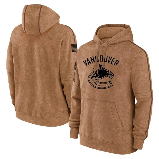 Vancouver Canucks 2023 Salute to Service Club Pullover Hoodie - Brown