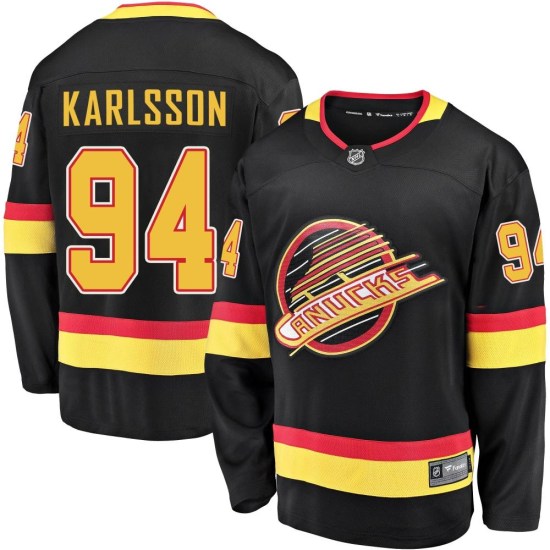 Fanatics Branded Linus Karlsson Vancouver Canucks Premier Breakaway 2019/20 Flying Skate Jersey - Black