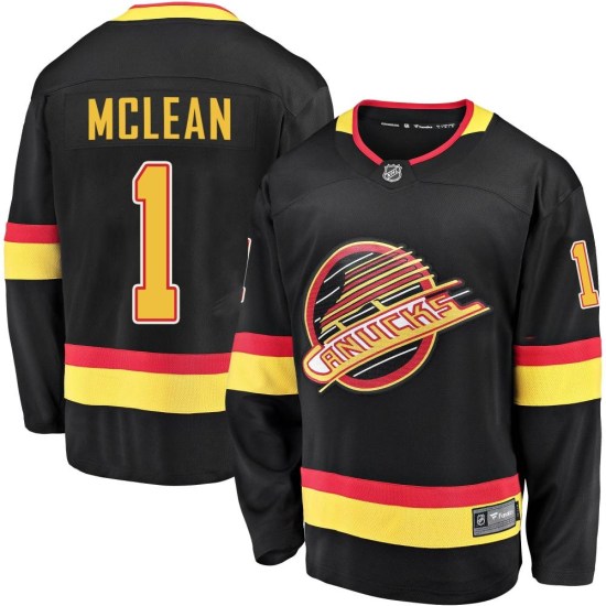 Fanatics Branded Kirk Mclean Vancouver Canucks Premier Breakaway 2019/20 Flying Skate Jersey - Black
