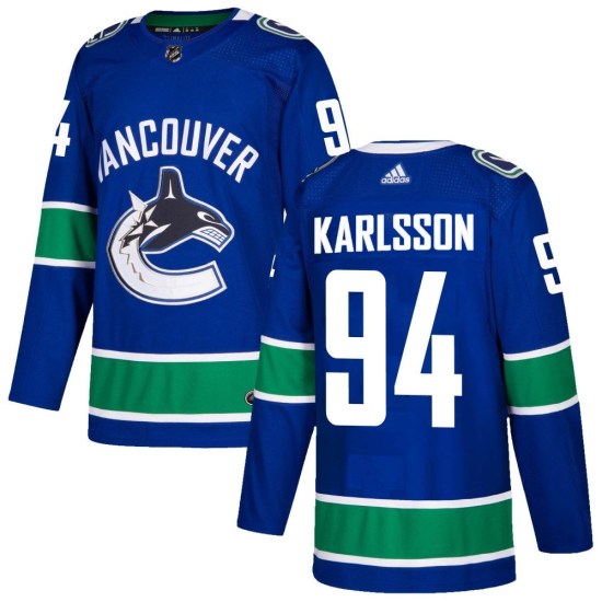 Adidas Linus Karlsson Vancouver Canucks Youth Authentic Home Jersey - Blue