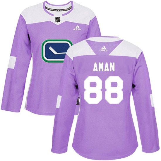 Adidas Nils Aman Vancouver Canucks Women's Authentic Fights Cancer Practice Jersey - Purple