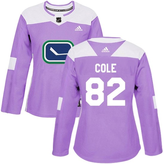 Adidas Ian Cole Vancouver Canucks Women's Authentic Fights Cancer Practice Jersey - Purple
