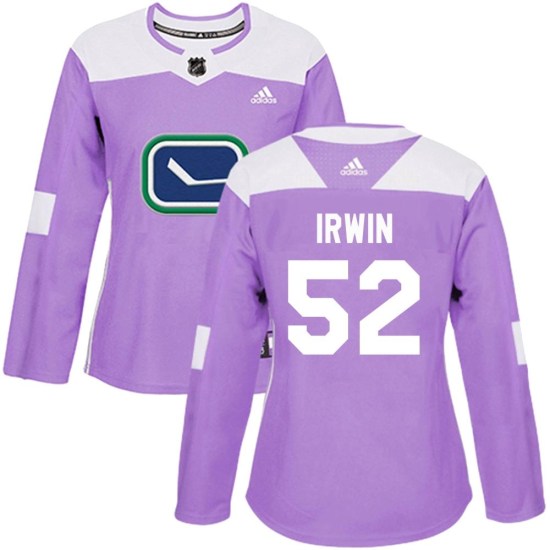 Adidas Matt Irwin Vancouver Canucks Women's Authentic Fights Cancer Practice Jersey - Purple