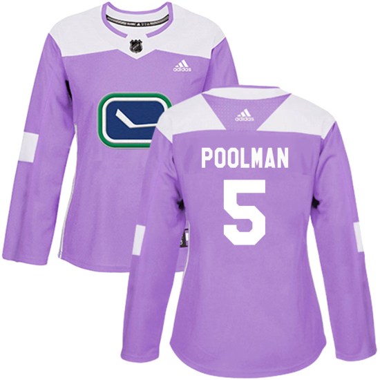 Adidas Tucker Poolman Vancouver Canucks Women's Authentic Fights Cancer Practice Jersey - Purple