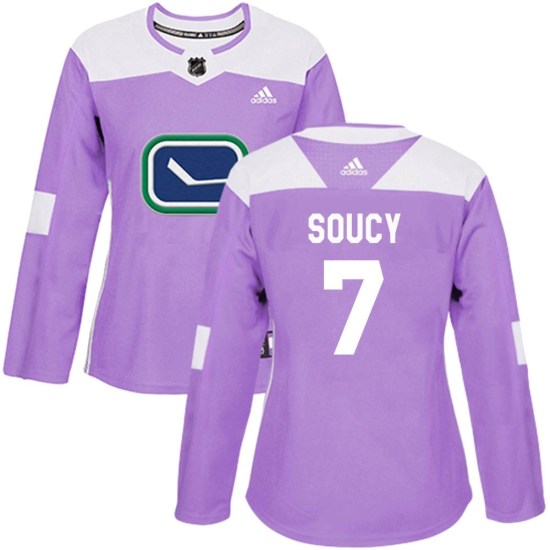 Adidas Carson Soucy Vancouver Canucks Women's Authentic Fights Cancer Practice Jersey - Purple